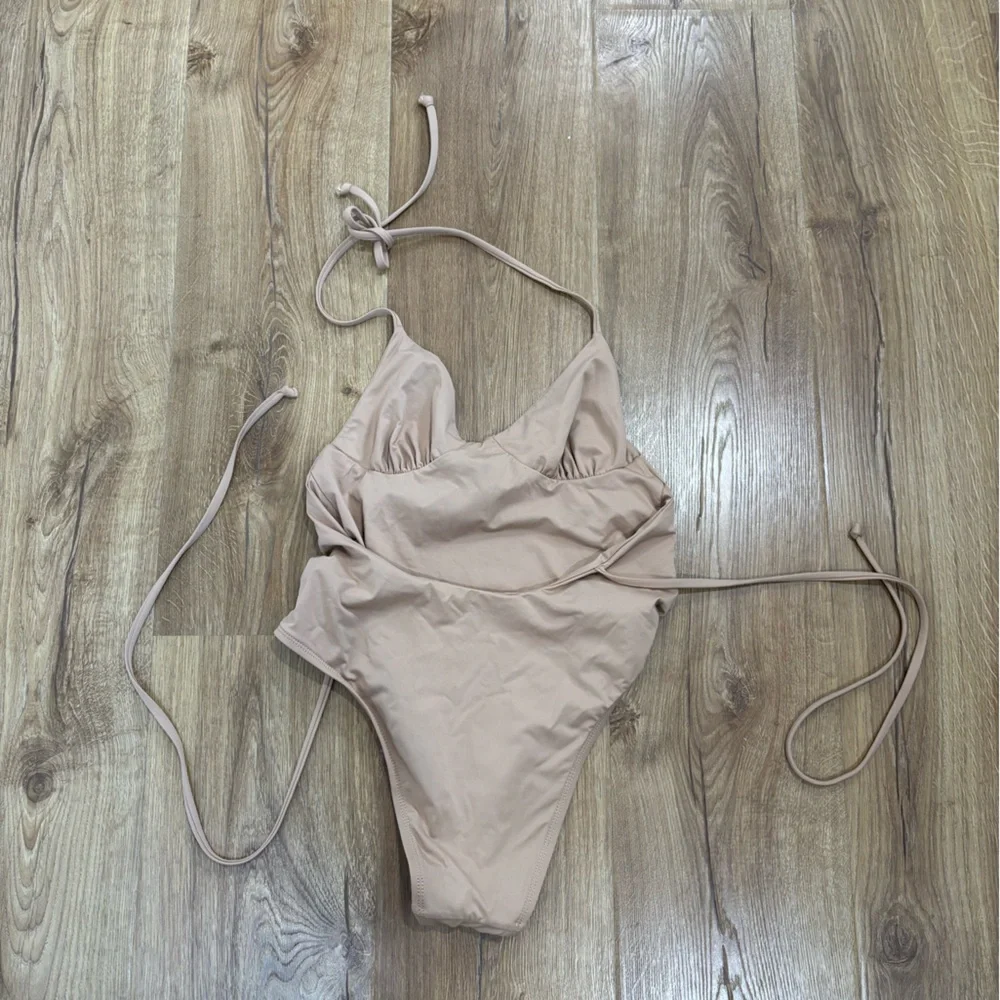 Frankie’s Bikinis Triangle Tie Back One Piece Swimsuit